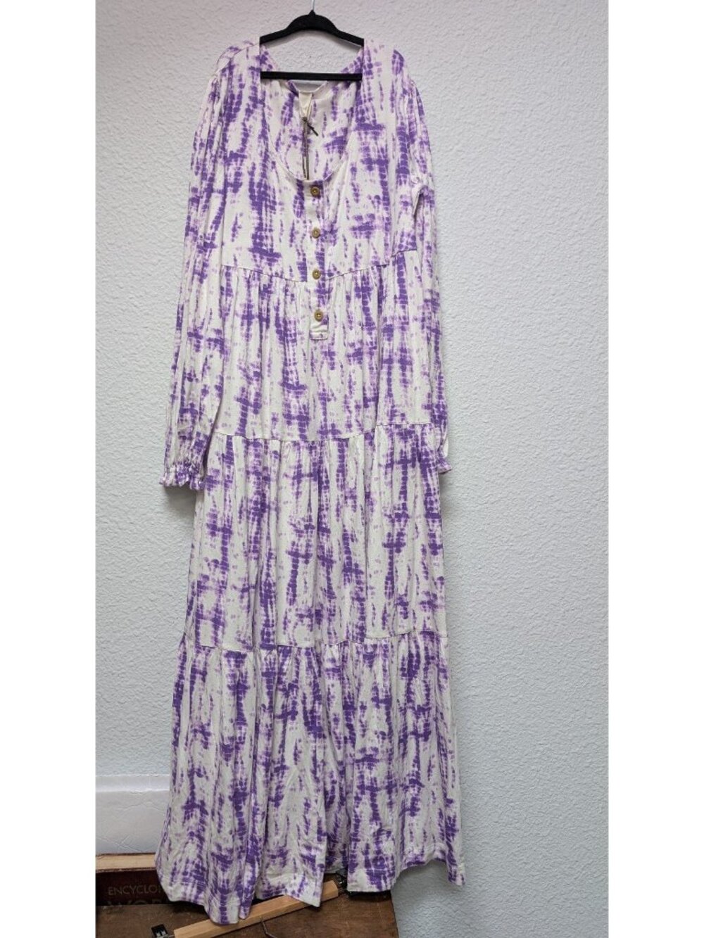 Kate Quinn Women's Lavender Shibori Long Sleeve Prairie Dress Small The Woods